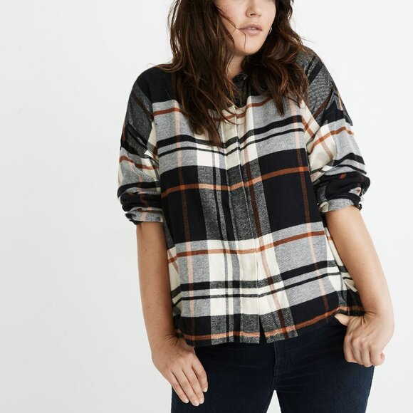 Madewell Classic Black Flannel Bromley Button Down Shirt Size XL - Picture 1 of 12
